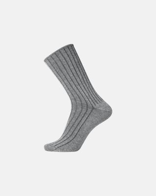 "No elastic" rib sokker | bomull | grå -Egtved