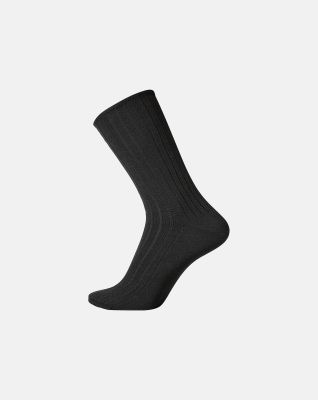 "No elastic" rib sokker | bomull | svart -Egtved