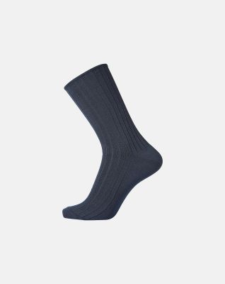 "No elastic" rib sokker | bomull | mørk marine -Egtved