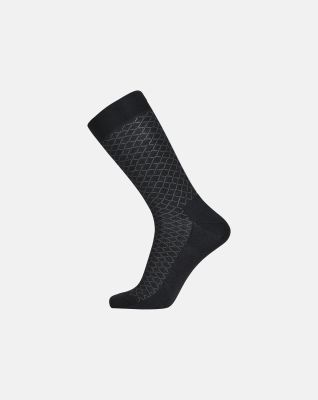"No elastic" sokker | ull | svart med mønster -Egtved
