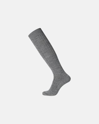 "Rib" knæhøye sokker | ull | grå -Egtved