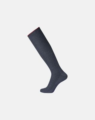 "Broad rib" knæhøye sokker | 100% ull | navy -Egtved