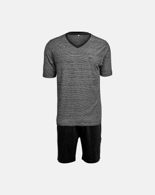 Pyjamas med t-skjorte og shorts | 100% jersey bomull | grå -JBS