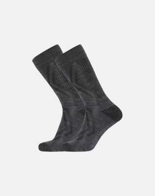2-pakk "Terry" sokker | økologisk ull | mørkgrå melange -Dovre