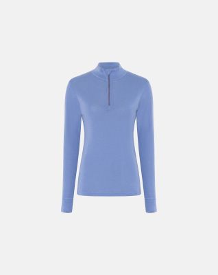 Langermet t-skjorte med glidelås | 100% ull | blå -Dovre Women