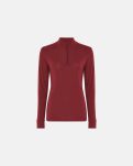 Langermet t-skjorte med glidelås | 100% ull | rød -Dovre Women
