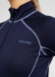 Langermet t-skjorte med zip| 100% merino ull | navy -Dovre Women