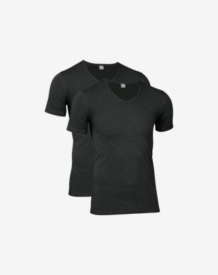 2-pakk t-skjorte v-hals | GOTS bomull | svart -JBS