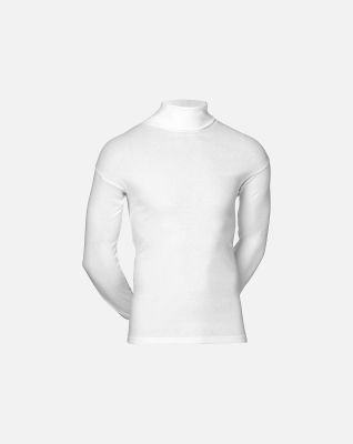 Høyhalset genser | 100% bomull | hvit - Forfra