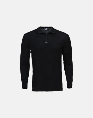 Langermet T-Skjorte Zip | 100% merino ull | Svart -Dovre