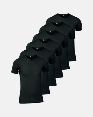 6-pakk t-skjorte o-hals | GOTS bomull | svart -JBS