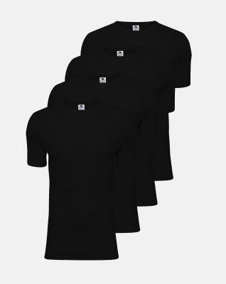 4-pack T-Skjorte Rib | økologisk bomull | Svart -Dovre